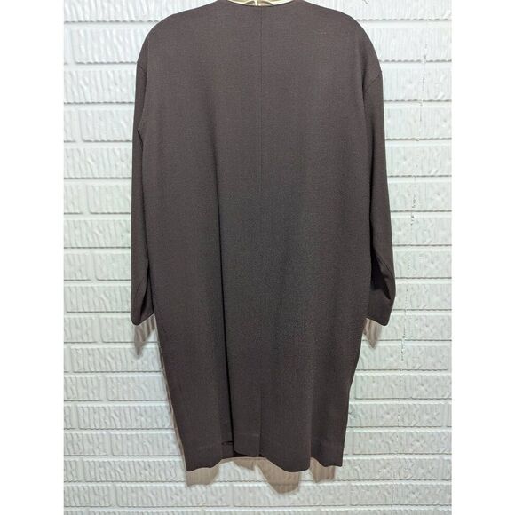 Liz Claiborne Women's Brown Solid Long-Sleeve Gold Trim Wool Dress Size 10P - Picture 3 of 7